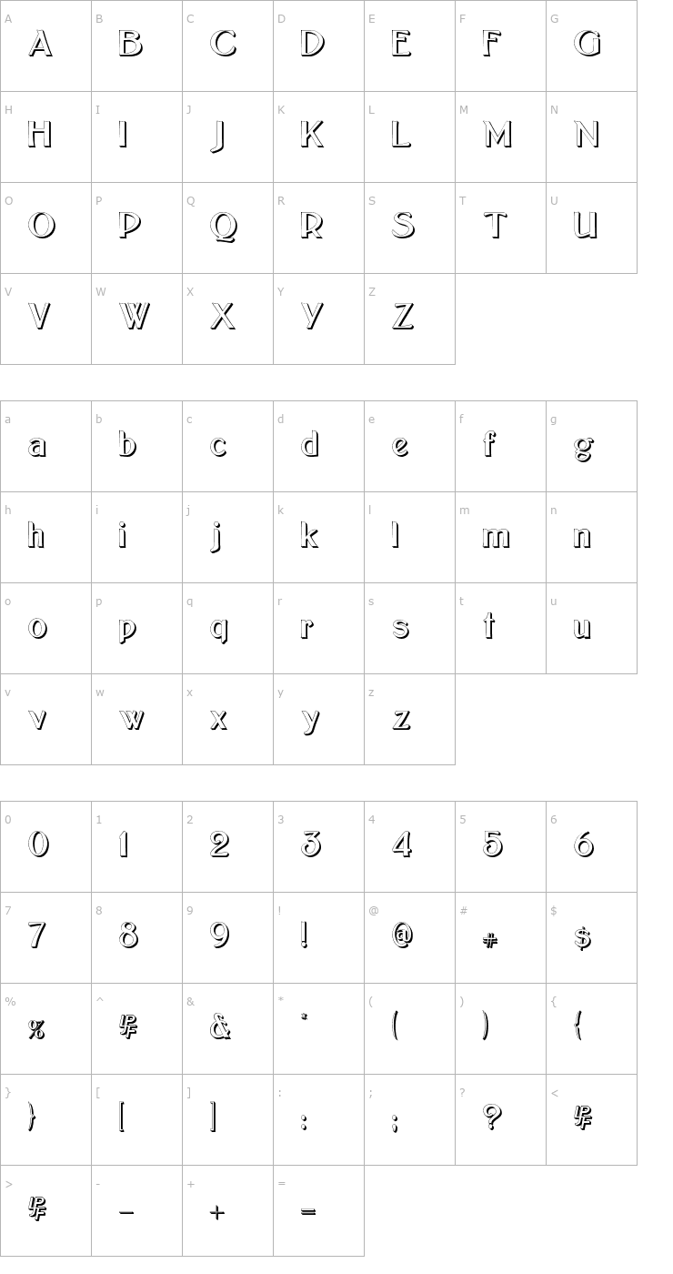 Character Map Bolton Sans Embossed Font