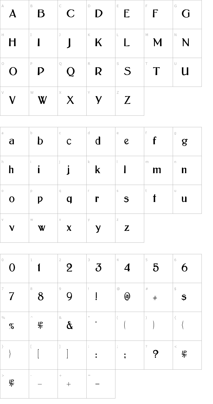 Character Map Bolton Sans Font