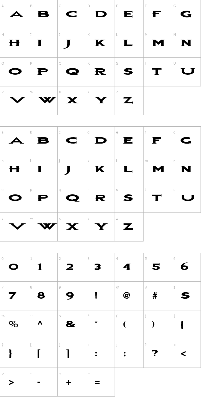 Character Map Bon Jovi Font