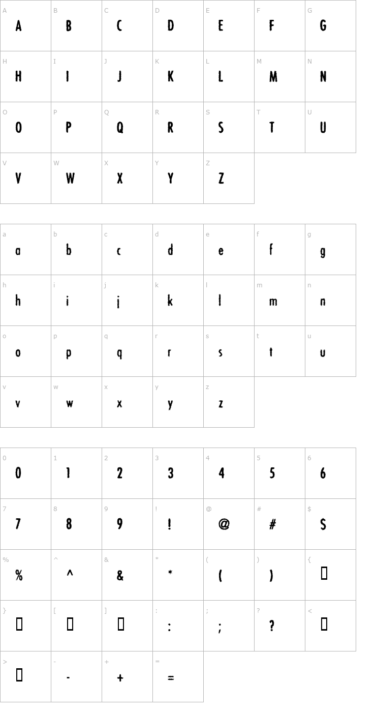 Character Map Bon Viveur Font