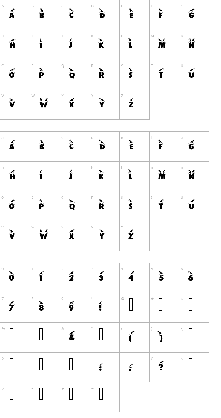 Character Map Bonnet Font