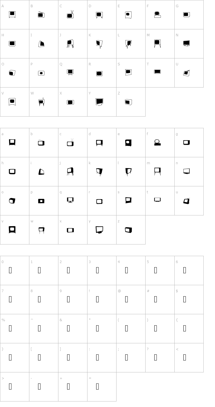 Character Map Bonohadavision Font