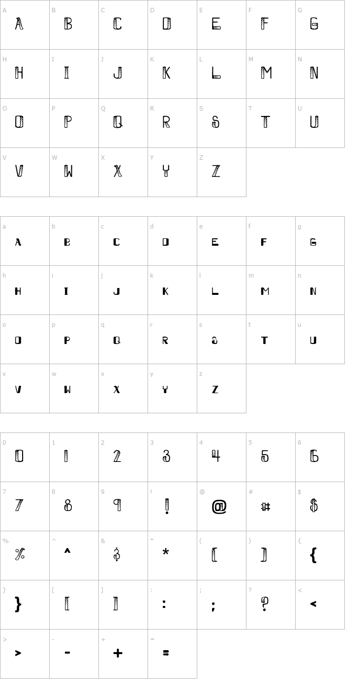 Character Map BooBooKitty Font