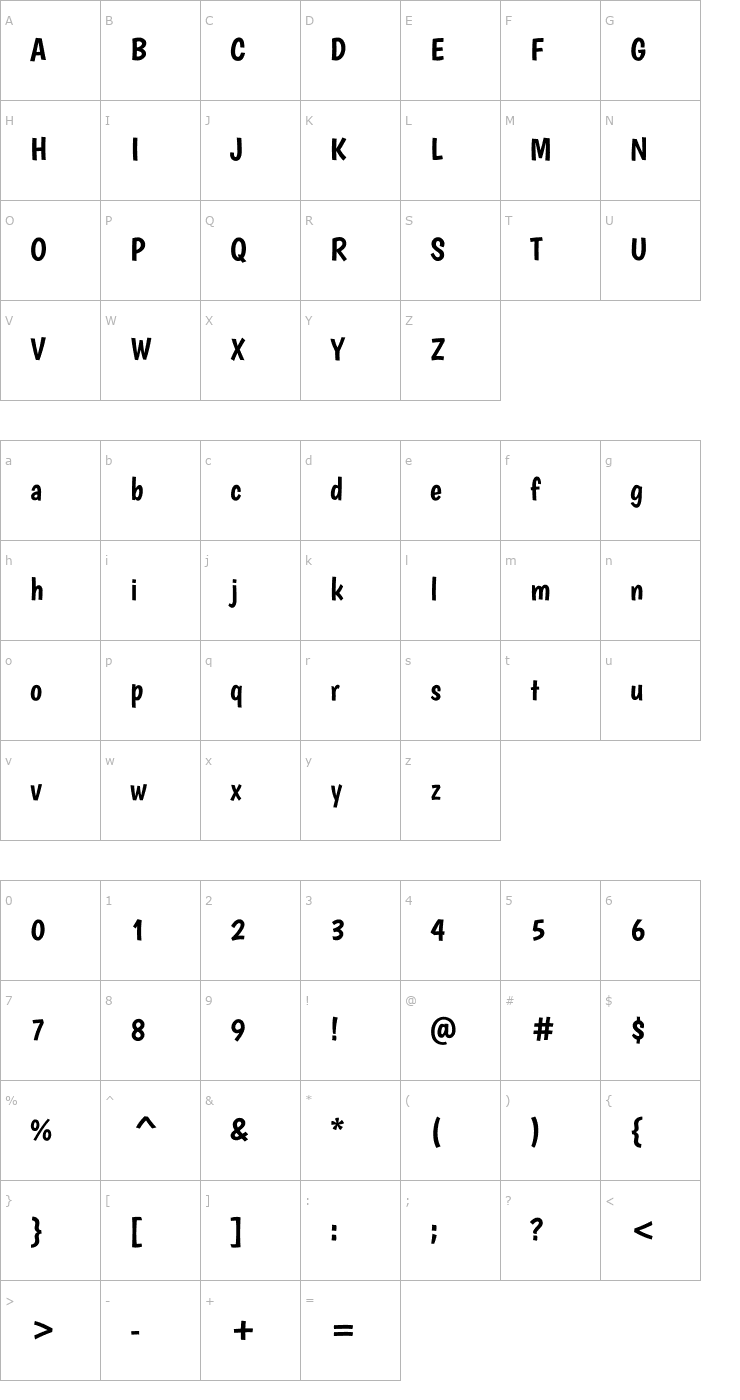 Character Map Boogaloo Font