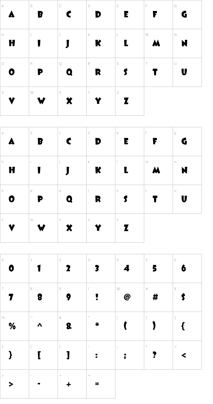 Character Map BoogieWoogieHmkBold Font