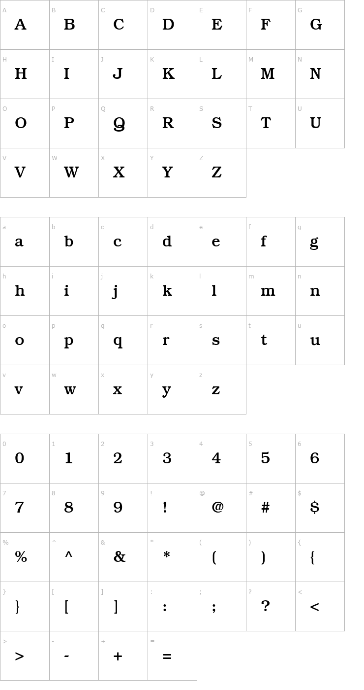 Character Map Bookman SSi Font