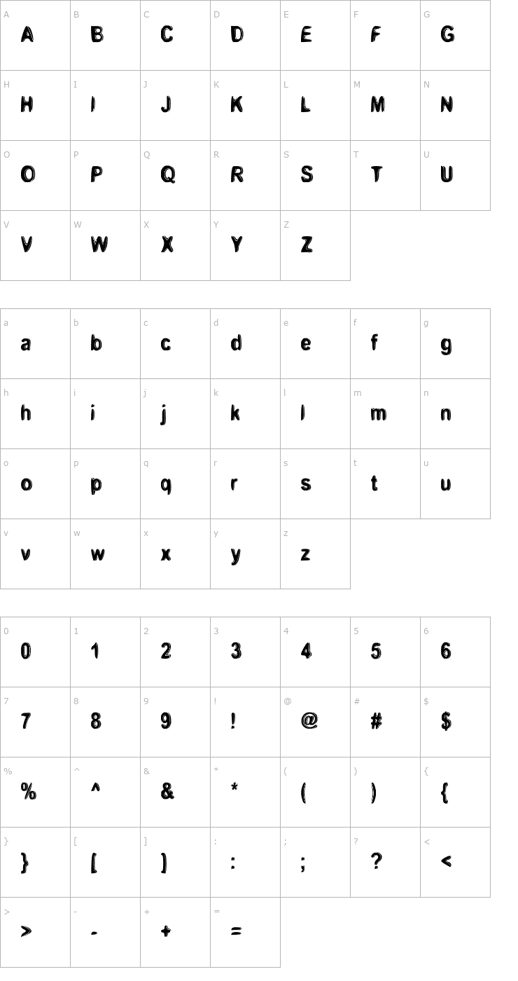 Character Map boomerang monkey deluxe. Font