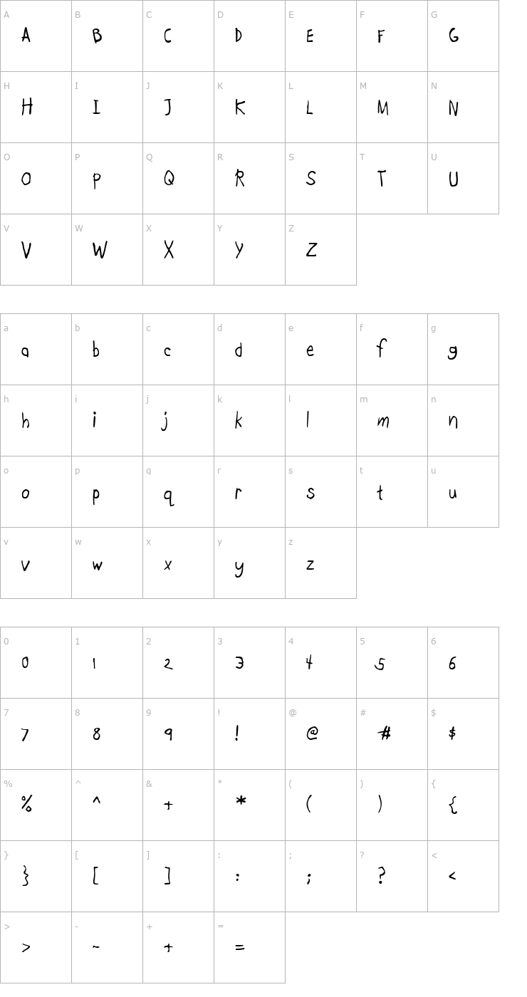 Character Map Boopee Font