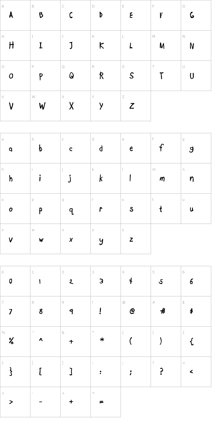 Character Map Boopee Bold Font