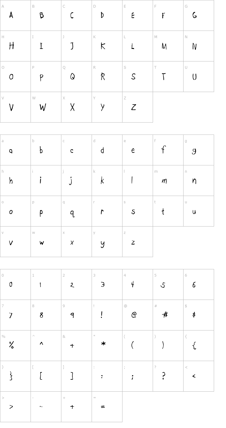 Character Map Boopee-Regular Font