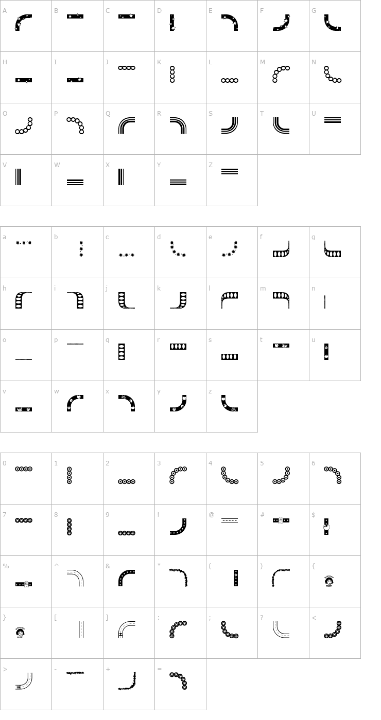 Character Map BorderMon Font