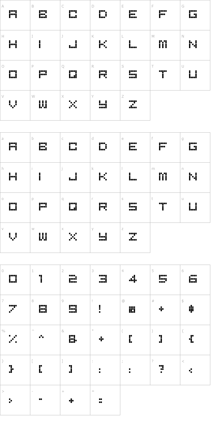 Character Map Bored Font