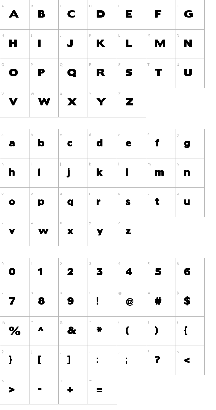 Character Map BorisBlackBloxx Font