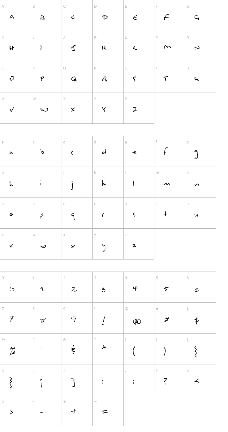 Character Map Bosin Tight Font