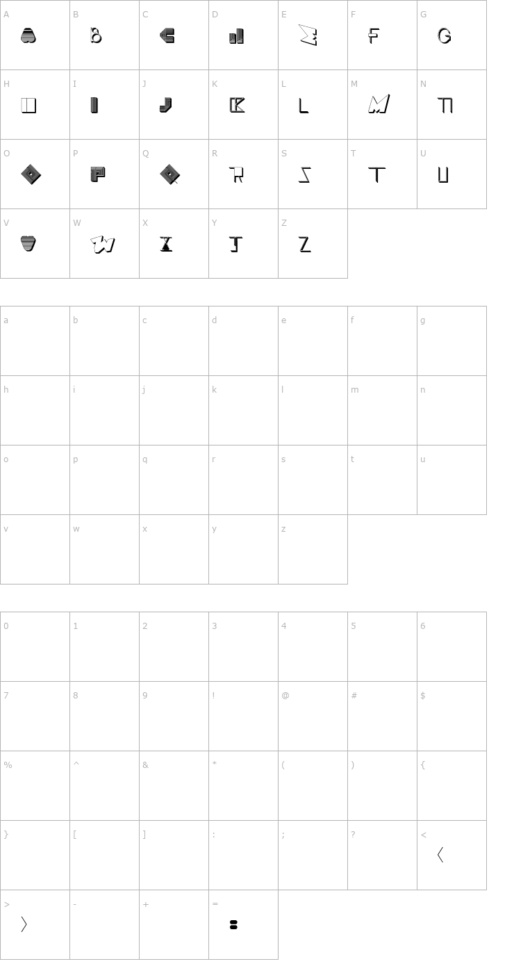 Character Map BOSS M B OTF Font