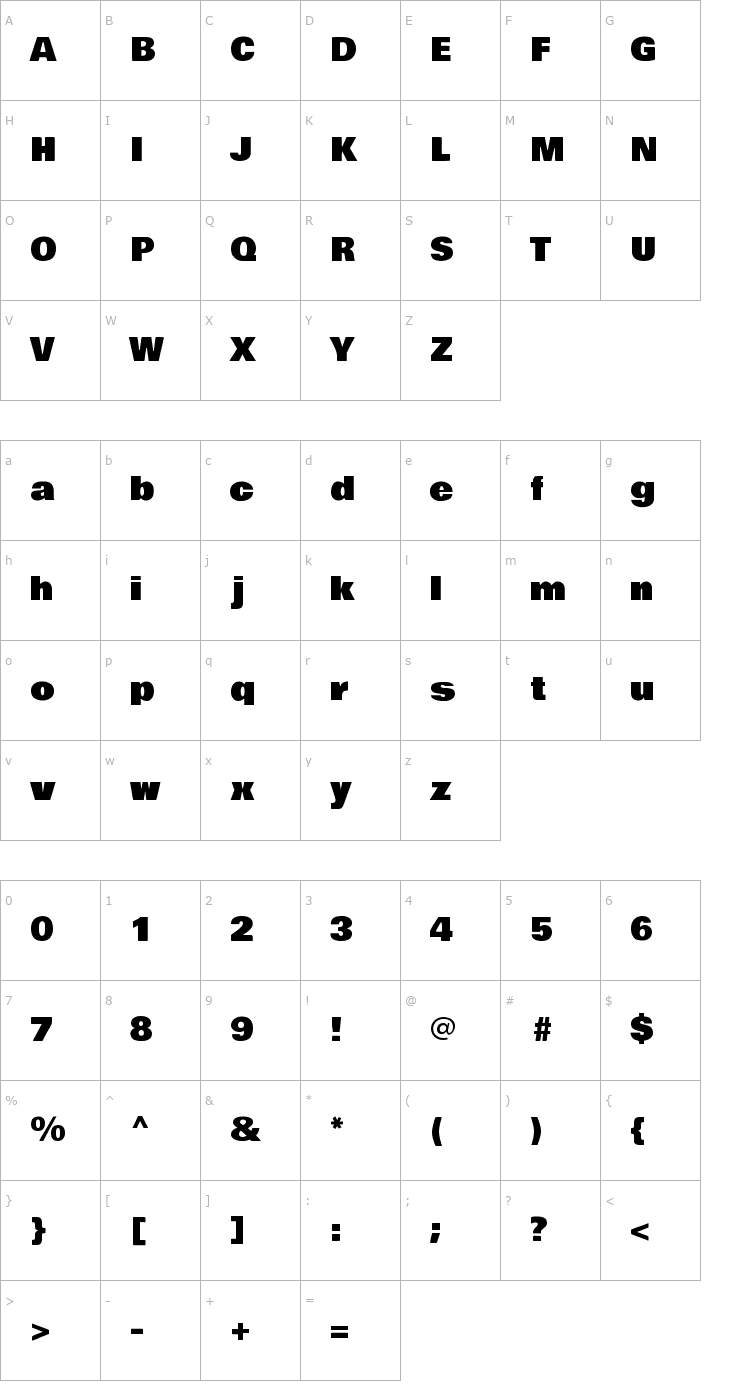 Character Map Bowlby One Font