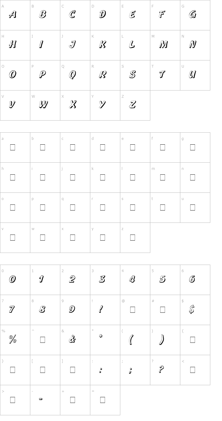 Character Map Boya Display Caps SSi Font