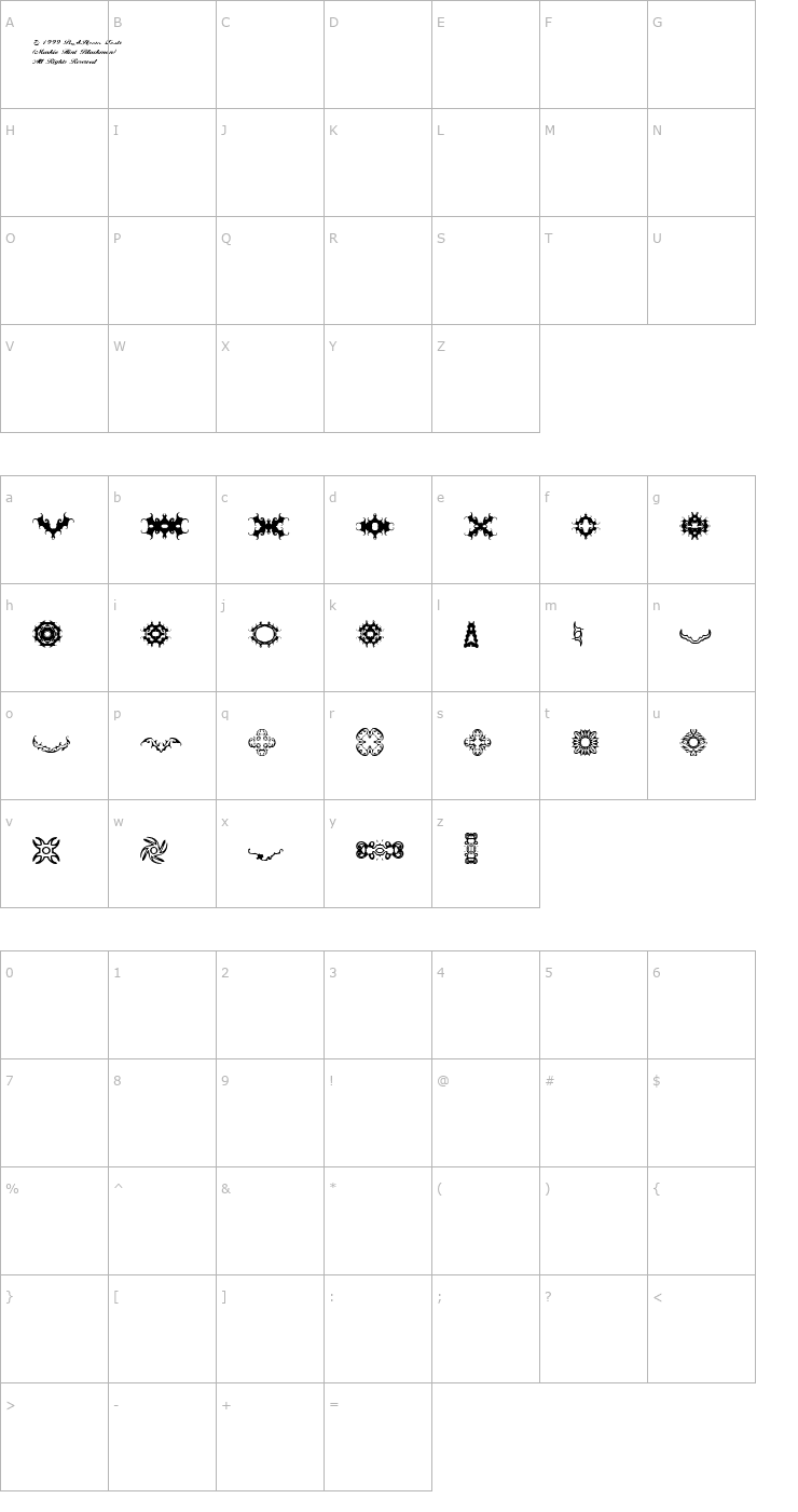 Character Map BR Thorns Font