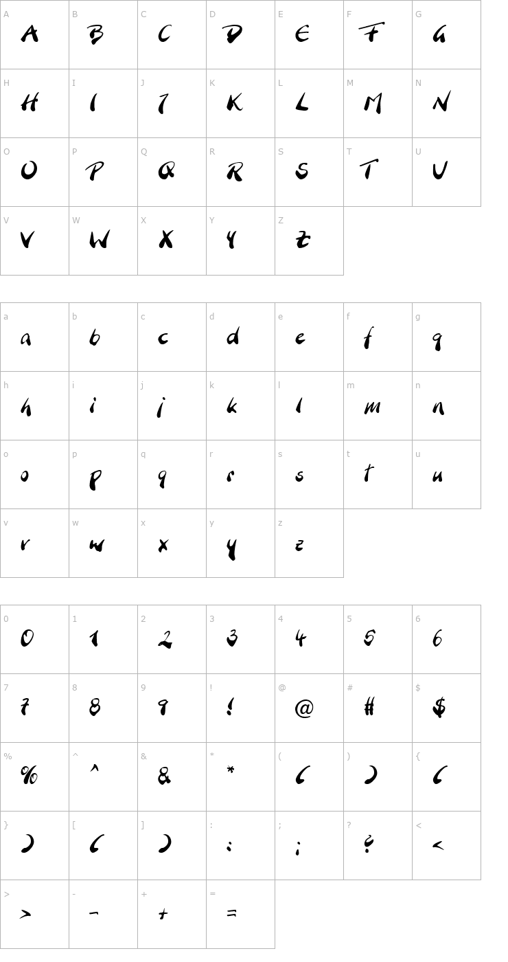 Character Map Branching Mouse Font