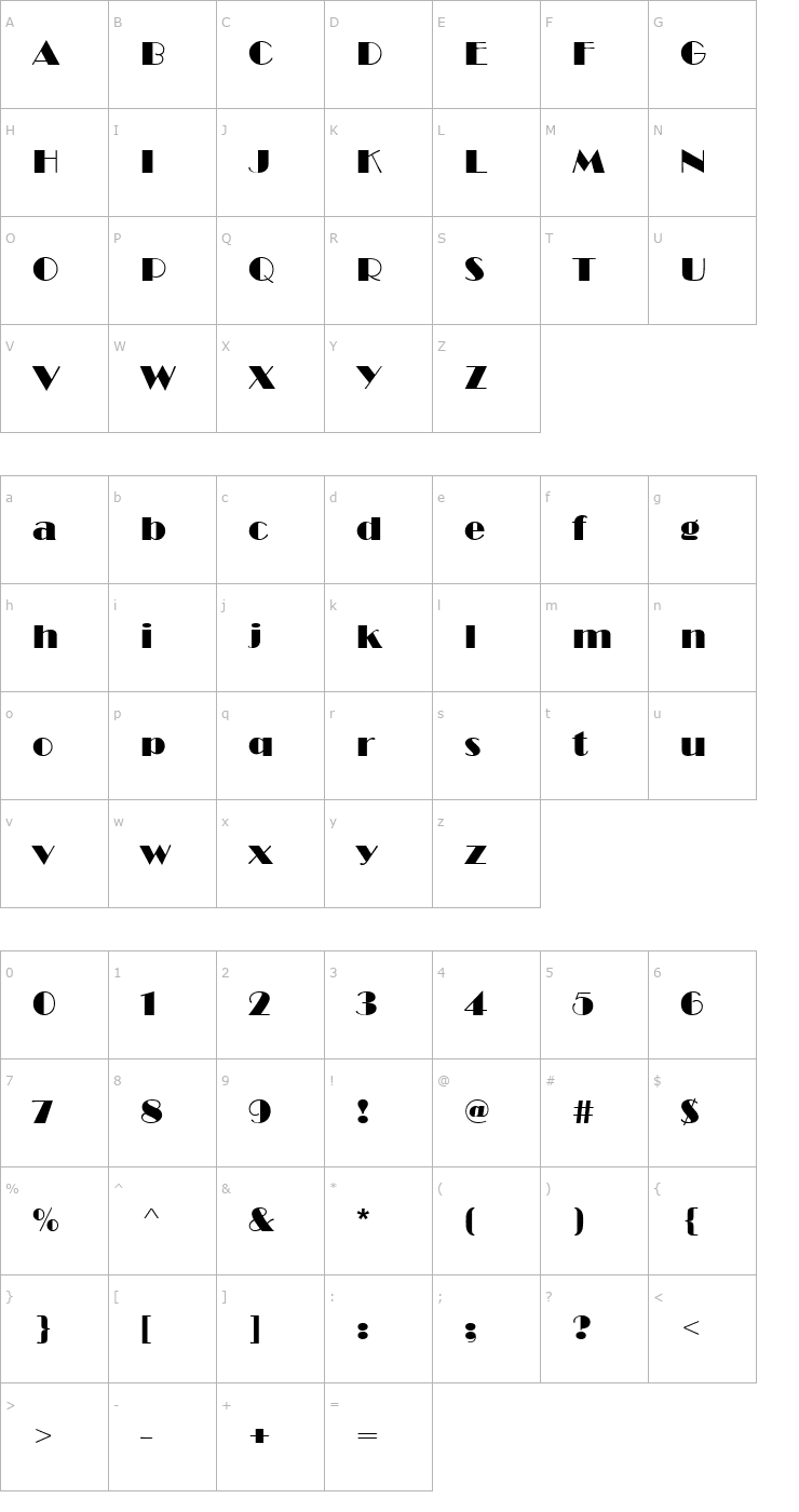 Character Map Brando Normal Font