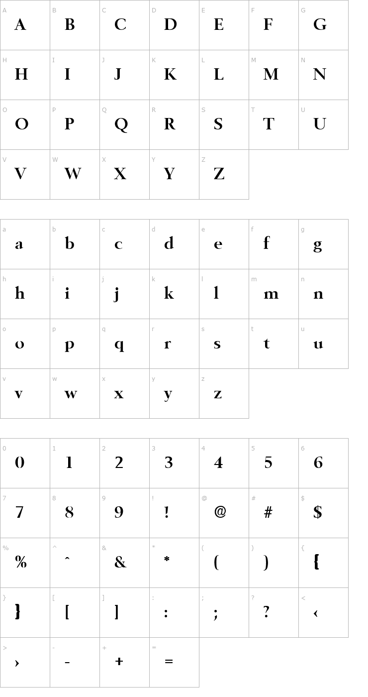 Character Map BrandonBecker Bold Font