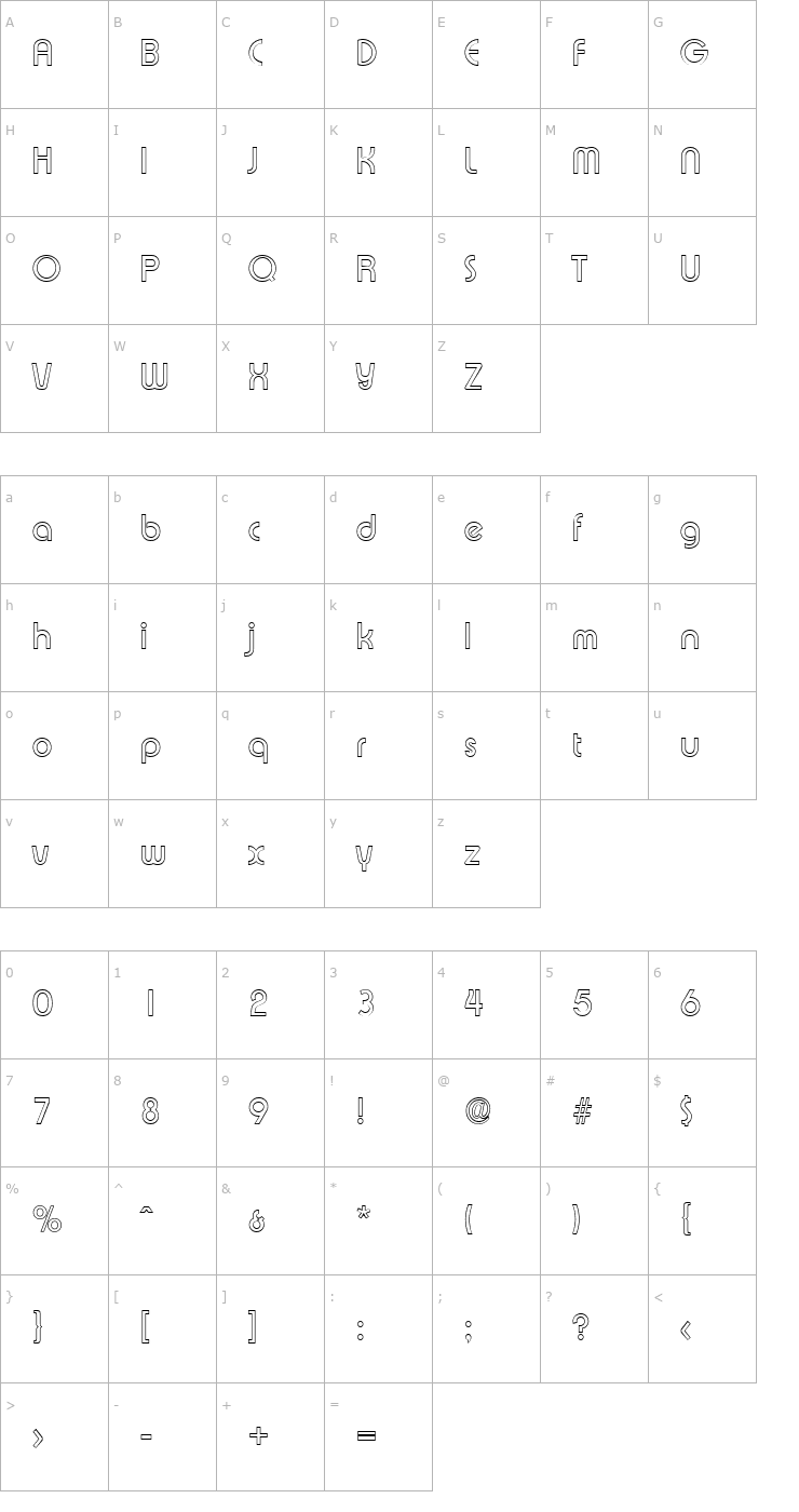 Character Map BrianBeckerOutline-Regular Font