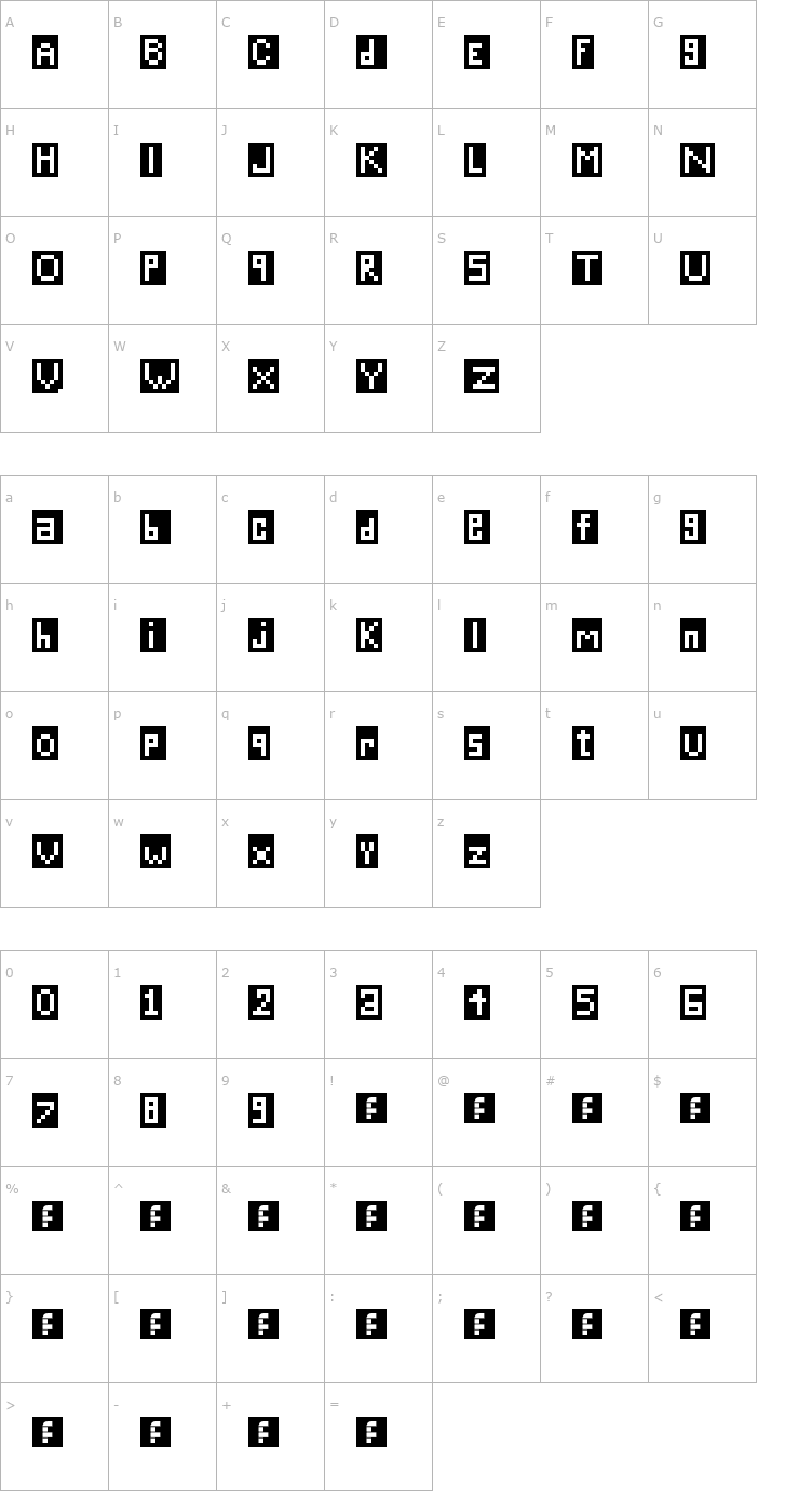 Character Map Brick Font