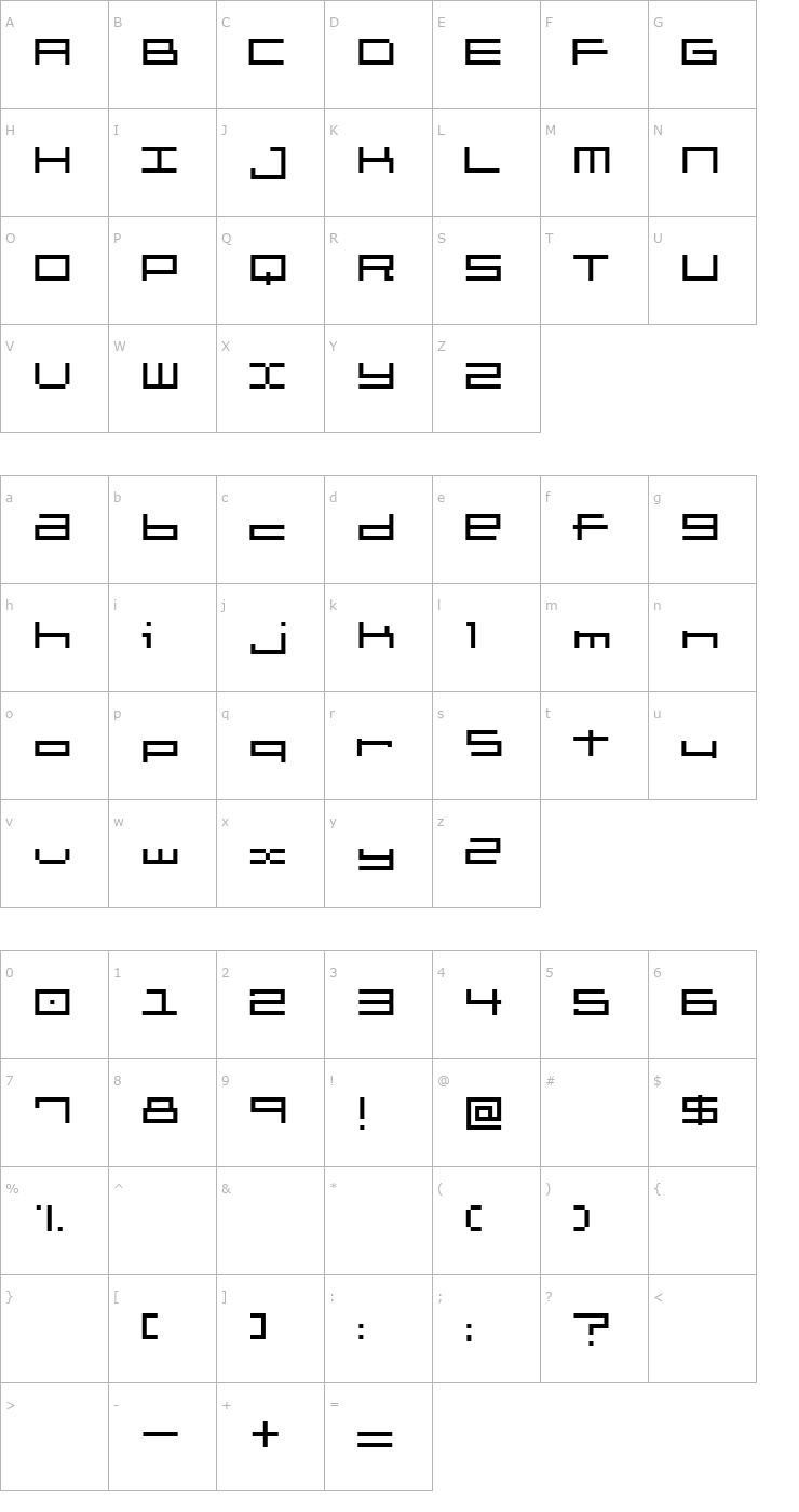 Character Map brickle Font