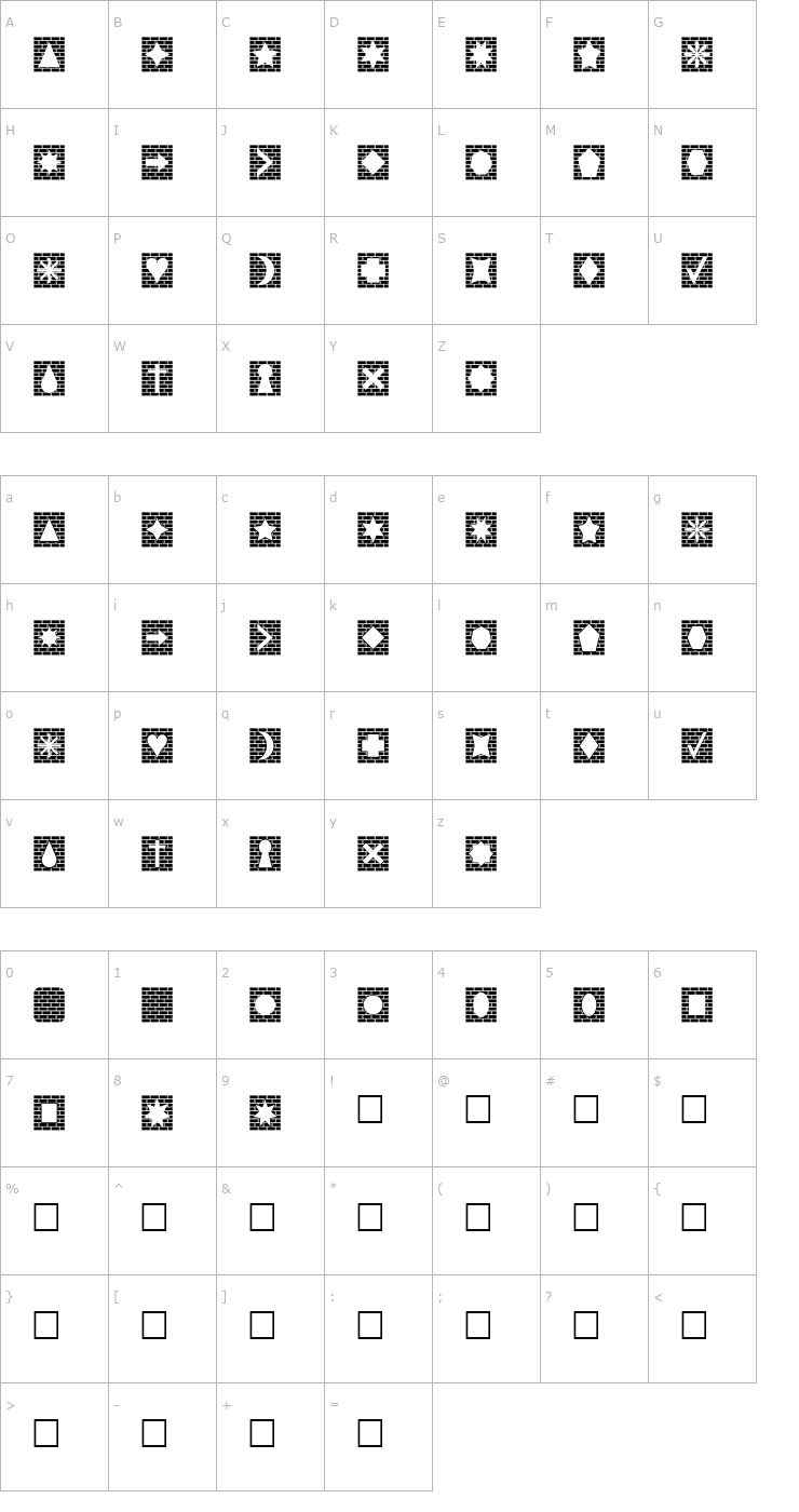 Character Map Bricks n Things Font