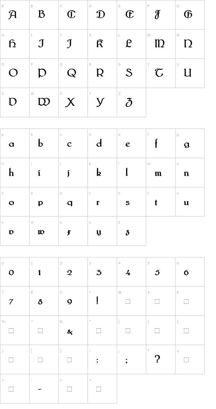 Character Map Bridgnorth Bold Font