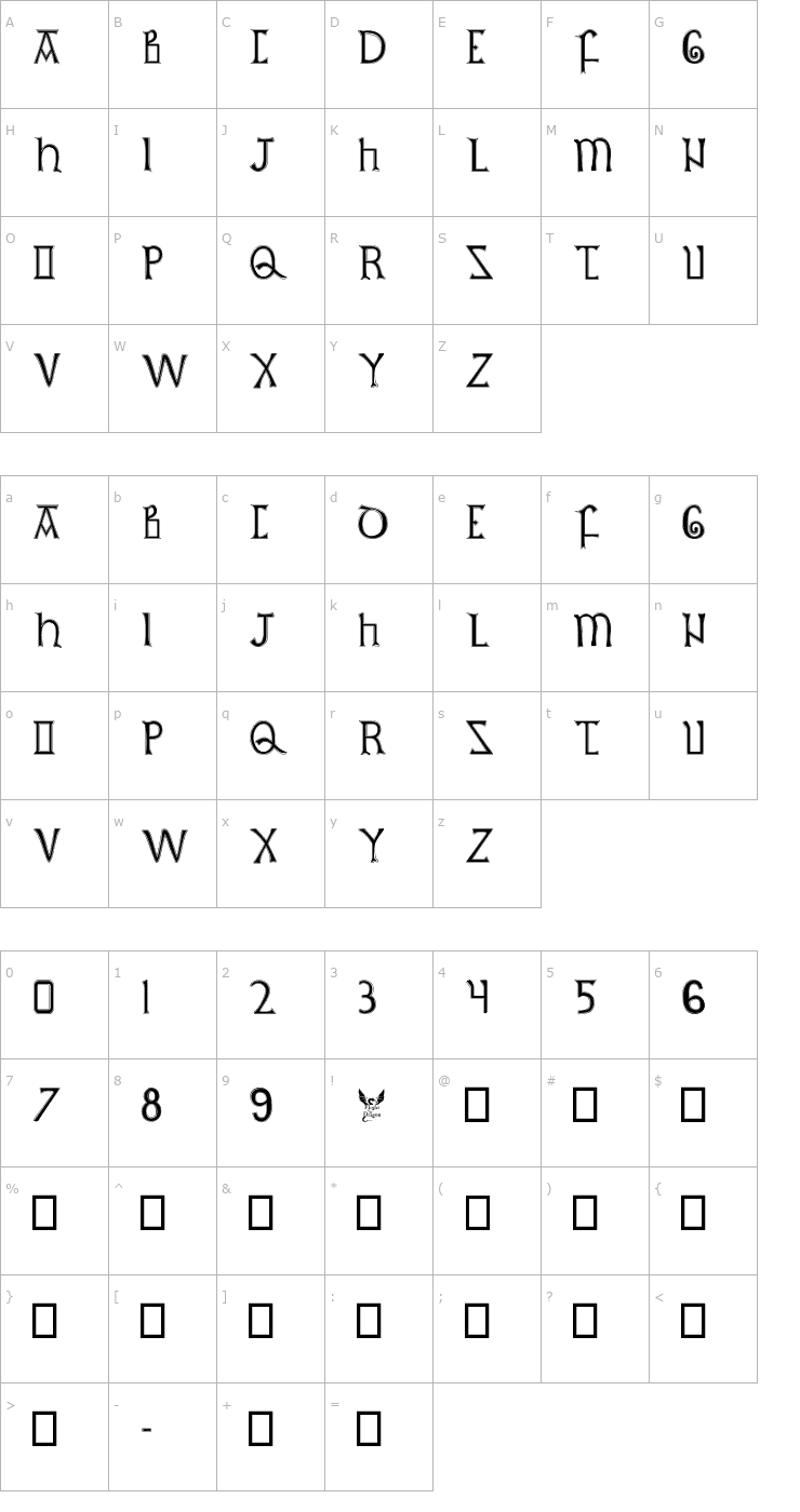 Character Map British Outline Majuscules Font