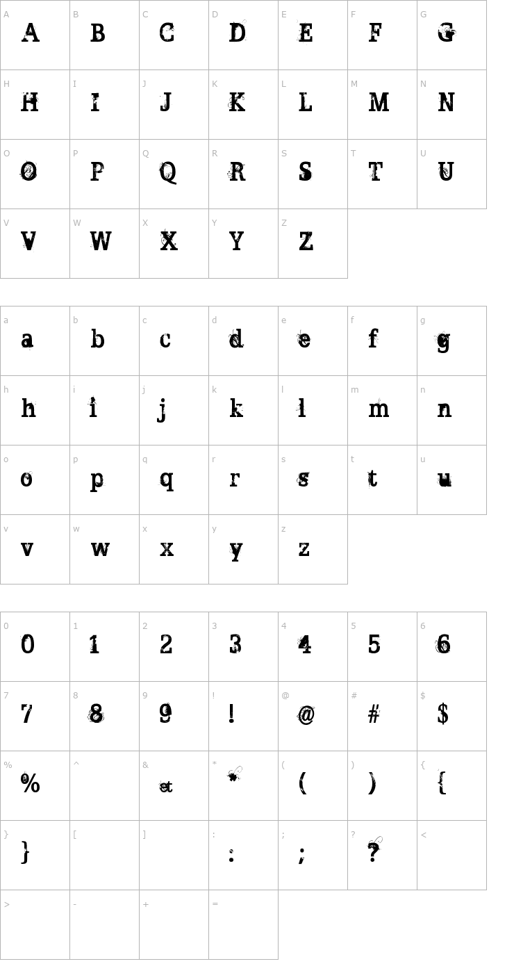 Character Map Broken Ghost Font