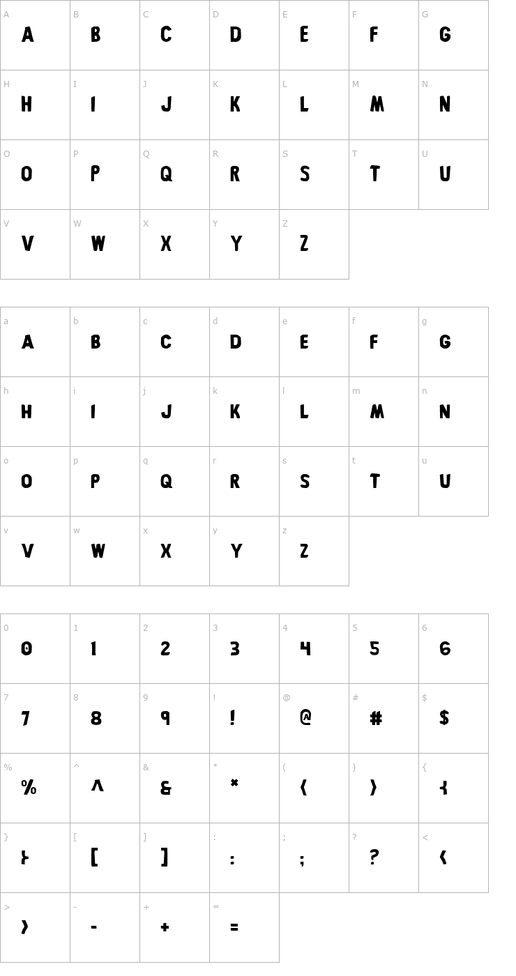 Character Map Bronic Font