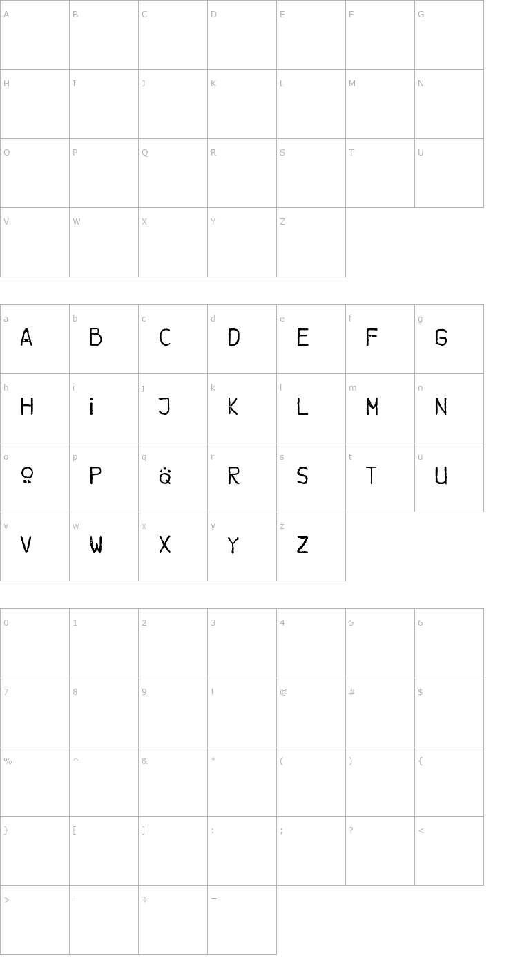 Character Map Brother Bear Font