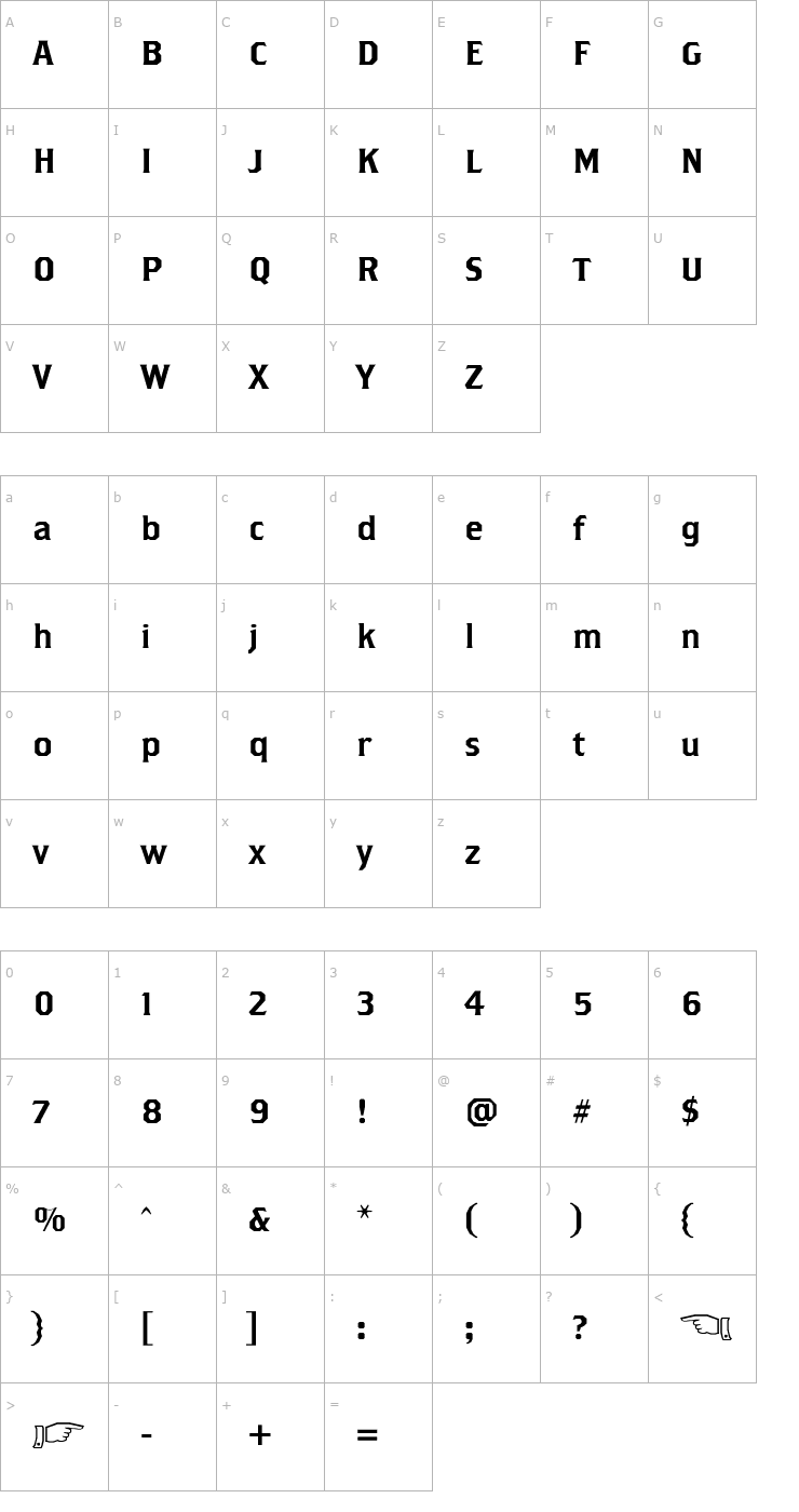 Character Map Brothers Font