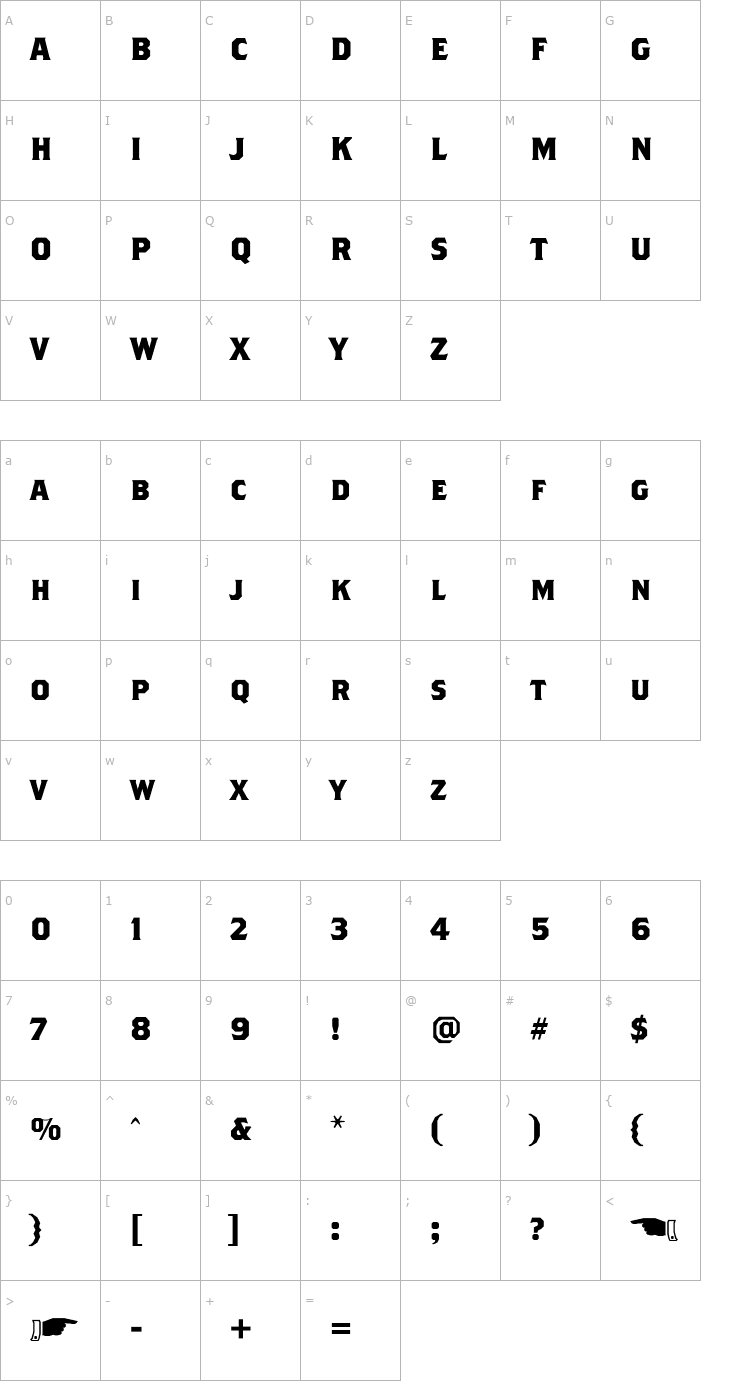 Character Map Brothers-Bold Font