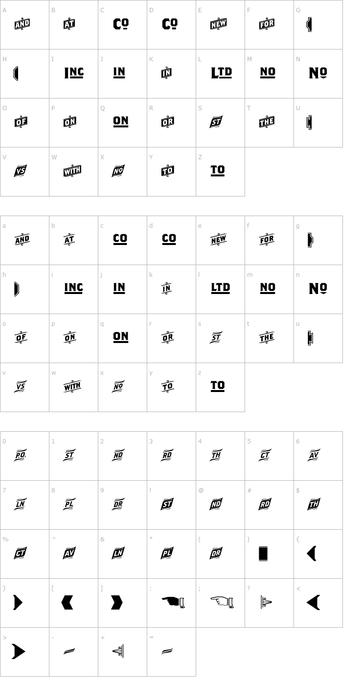 Character Map BrothersWordLogos Font