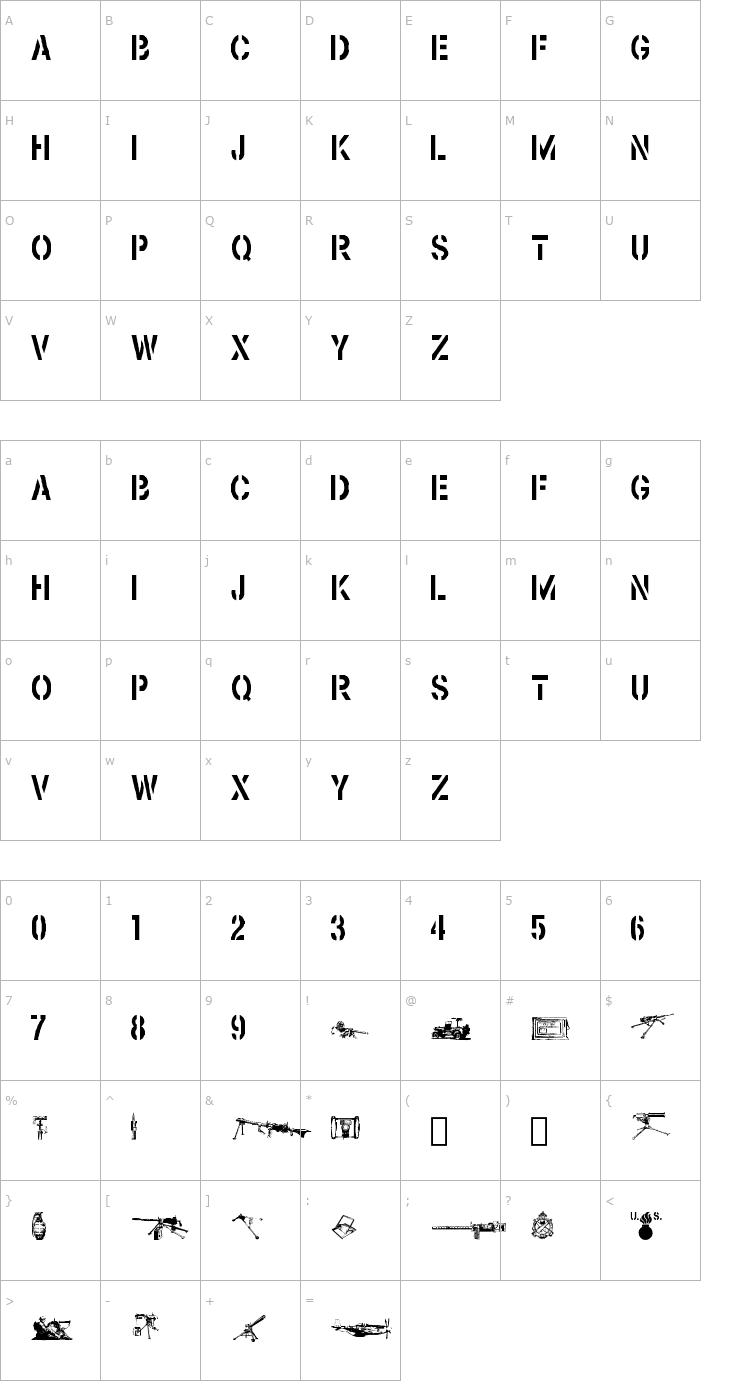 Character Map Browning Font