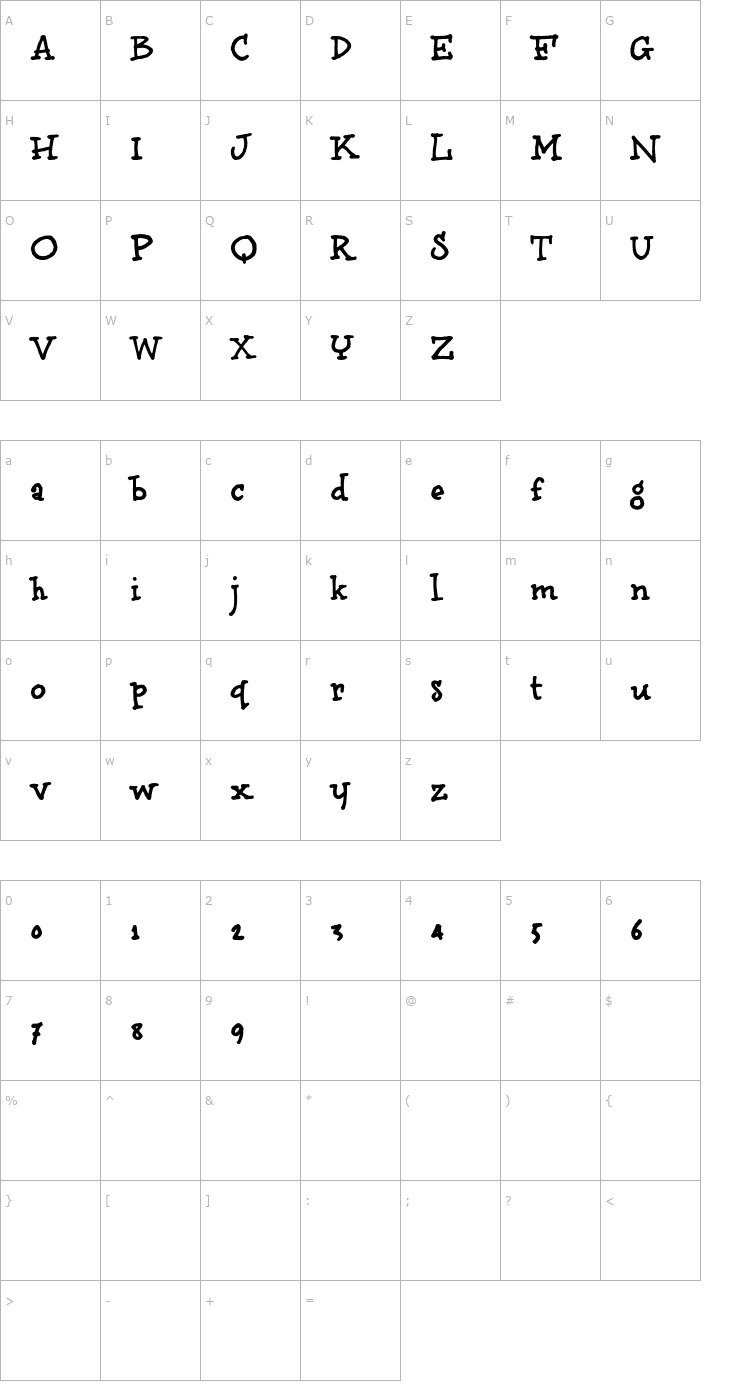 Character Map brunoBook OTF Font