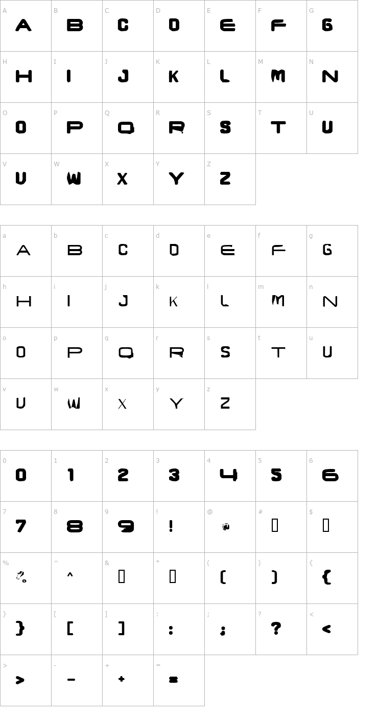 Character Map Brunst Caps Font