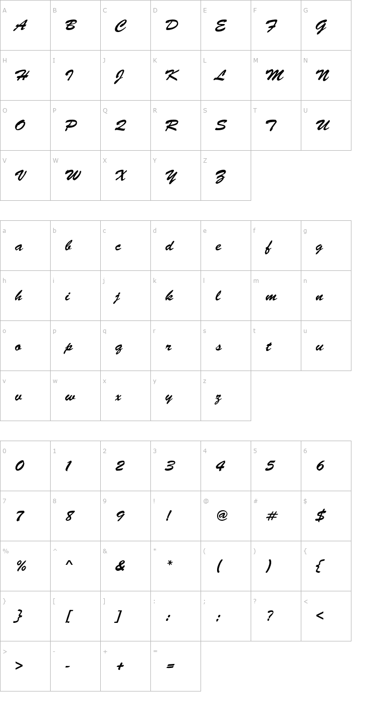 Character Map BrushScrD Font