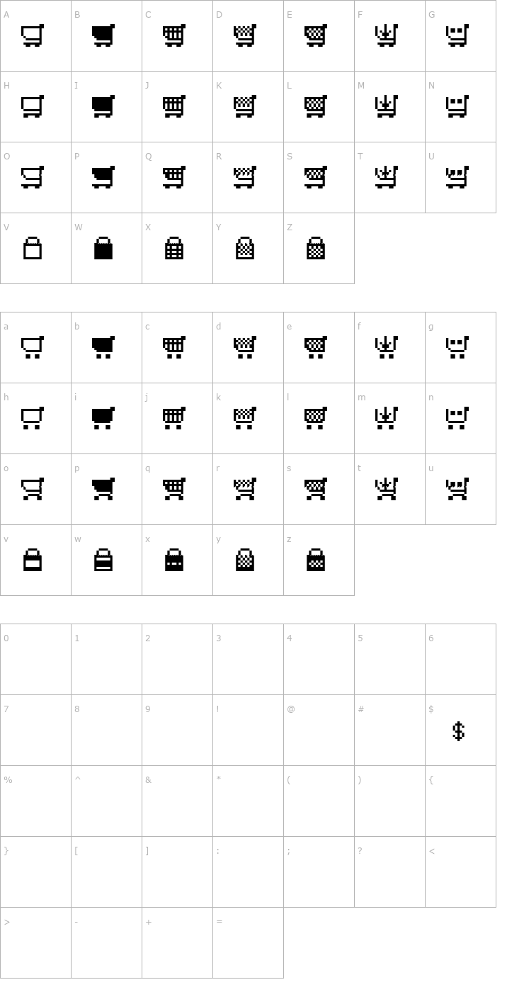 Character Map Btd Cart-O-Grapher Font