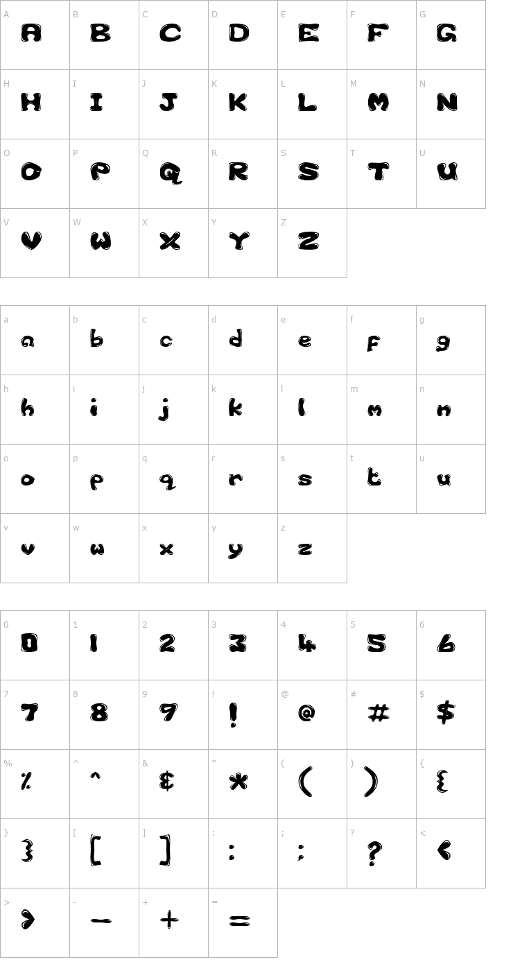 Character Map Bubble 1 Font