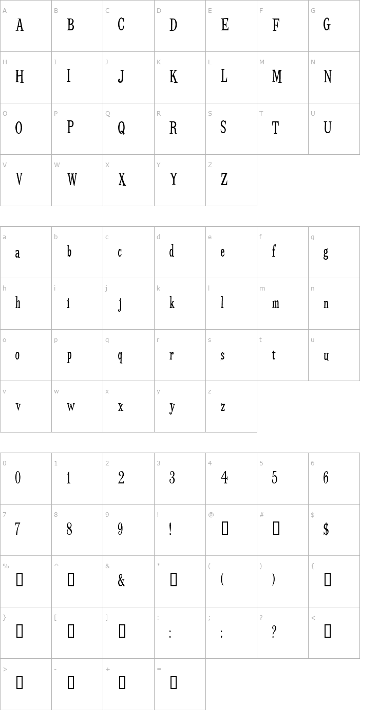 Character Map BudBird Normal Font