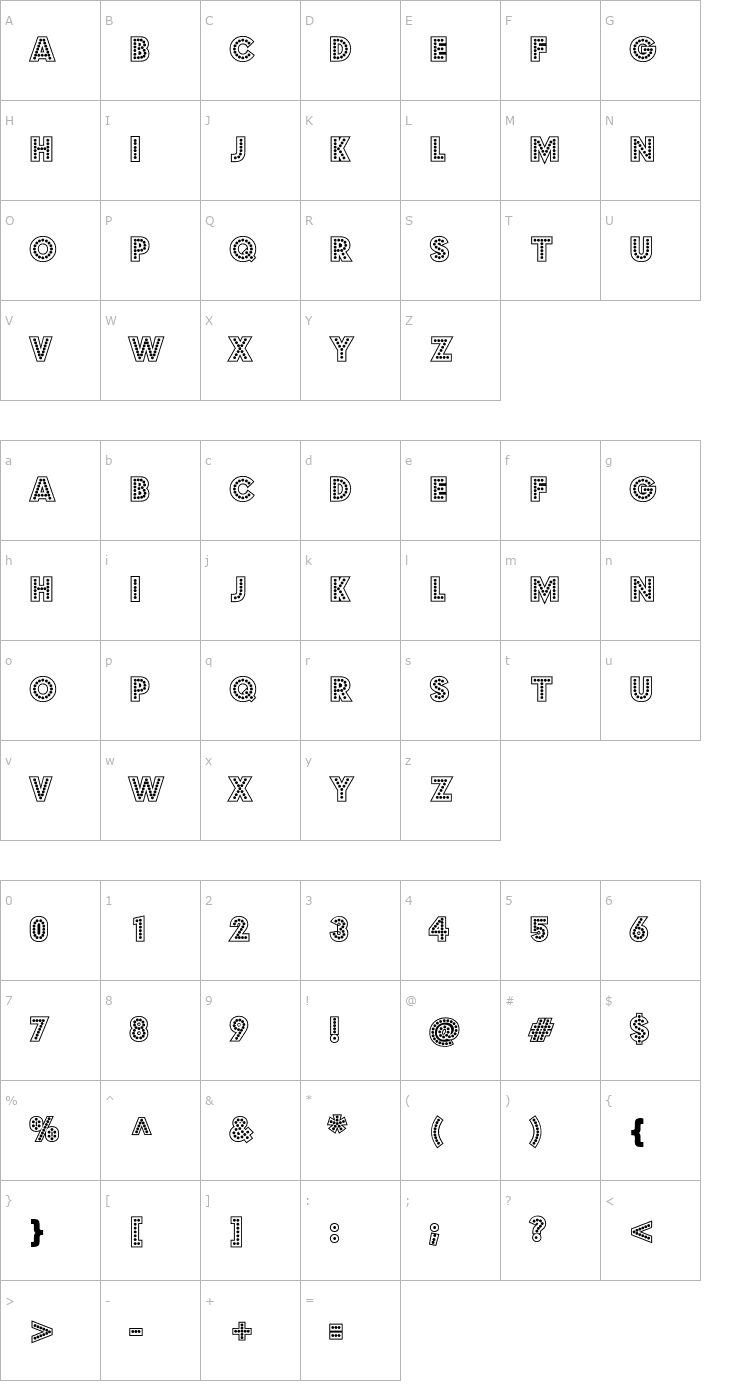 Character Map Budmo Jiggler Bold Font