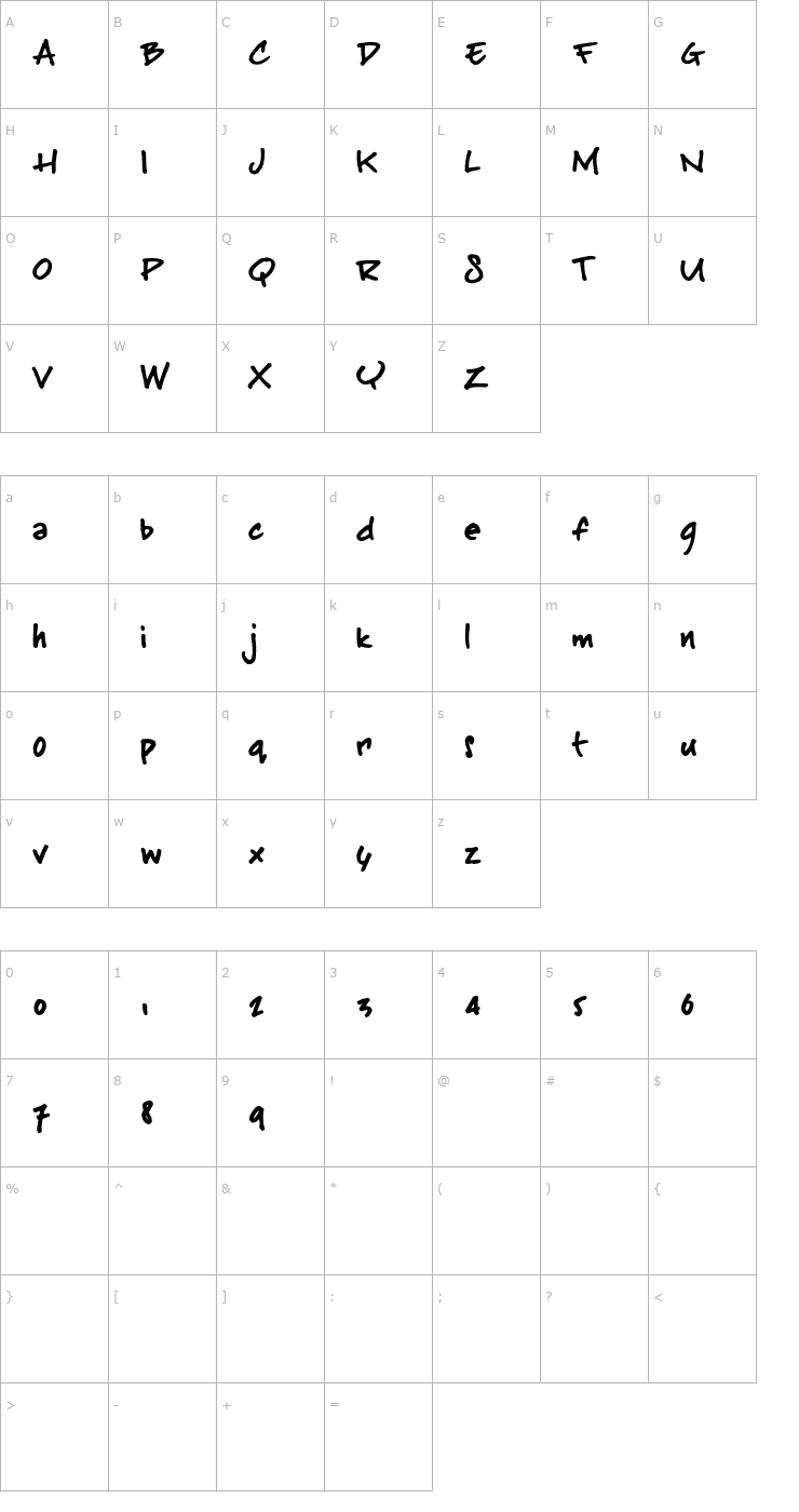 Character Map BuffaloStance OTF Font