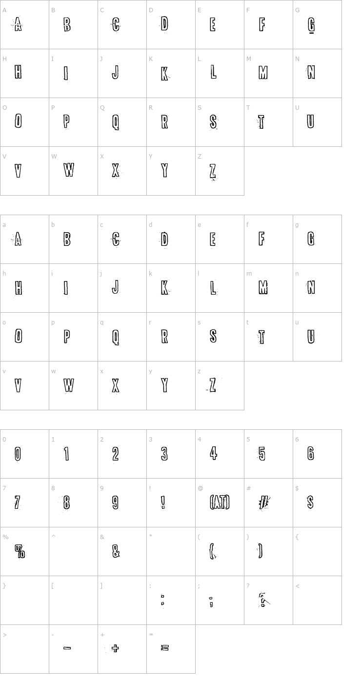 Character Map Bugebol huomenna Font