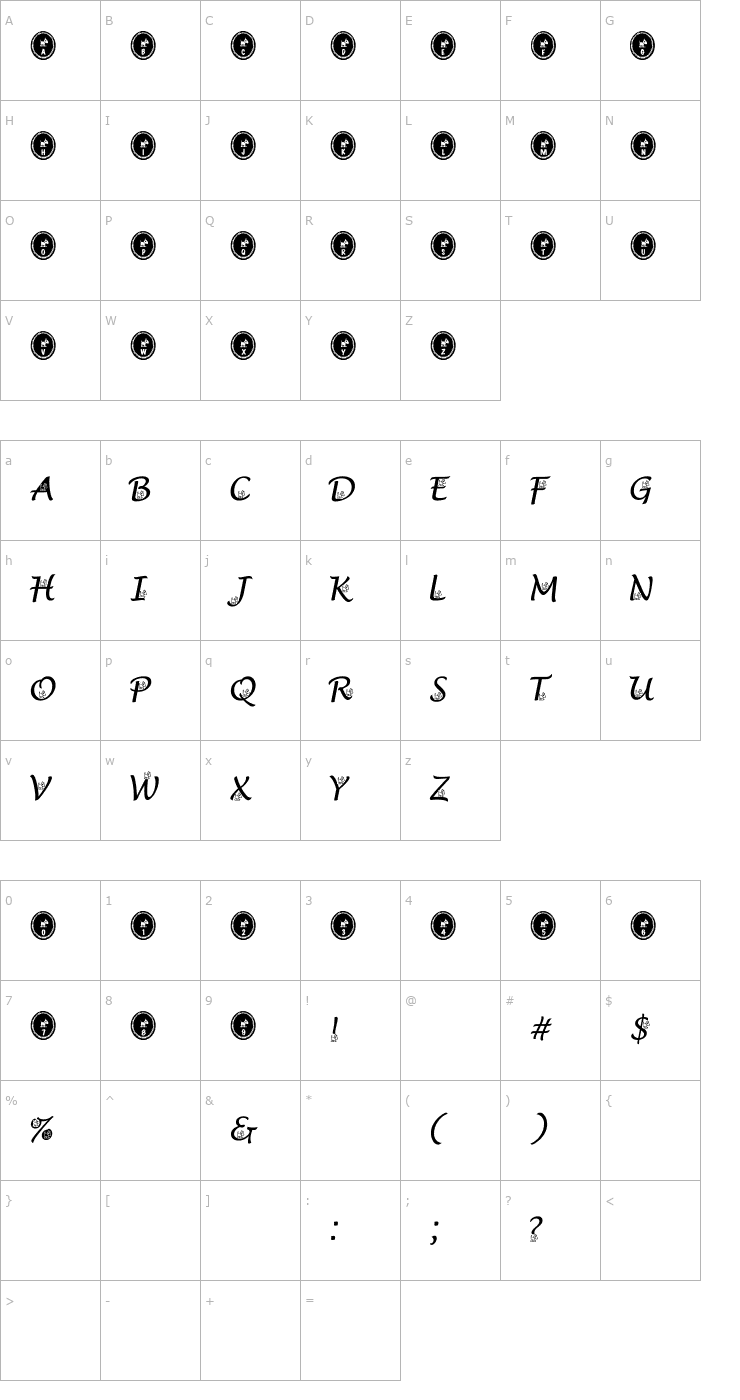 Character Map Bull Terrors Font