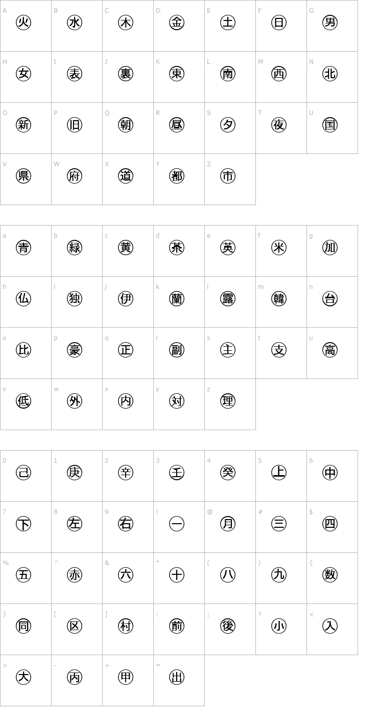 Character Map Bullets 4 Japanese Font