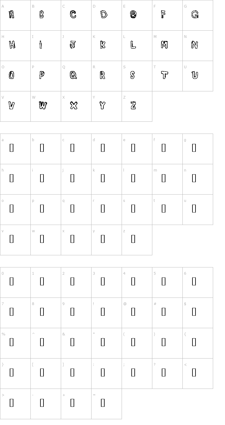 Character Map Bully Boys Font